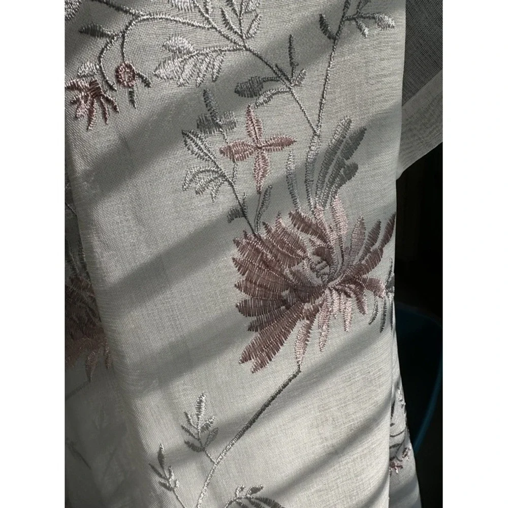 Peri Home Sheer Curtains Set of 4 Panels Orchid Floral Embroidered Panels